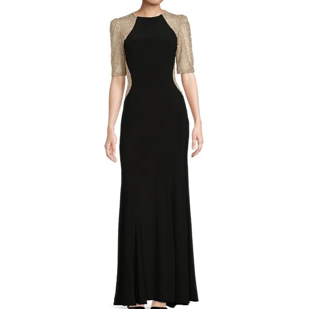 Xscape black beaded formal dress